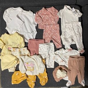 Premie Baby Girl Clothing Bundle. Lot of 7 mix & match outfits. 18 pieces!